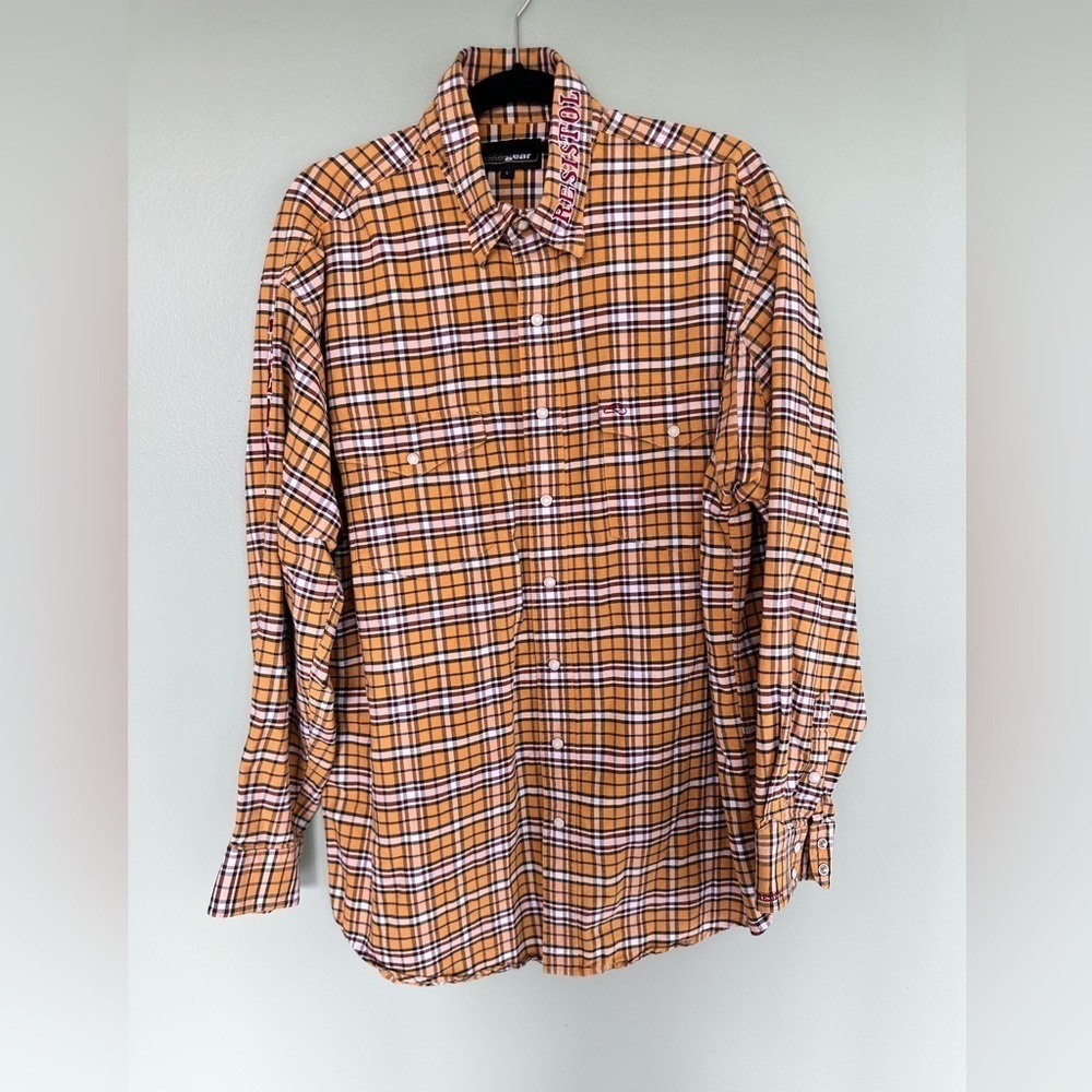 Resistol Shirt Rodeo Mens Sz Large Embroidered Logo Pearl Snap Plaid Western‌‌‌ - Picture 2 of 11